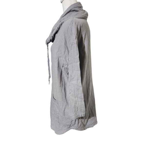 Pure Jill Womens Minimalist Gray Cowl Neck Top With Pockets 100% Cotton Size S - Picture 2 of 7